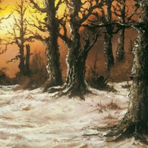 Image of Bob Ross painting - Rustic Winter Woods.